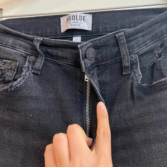 AGOLDE Sophie Crop Classic Distressed Ankle Mid Rise Skinny Jeans Women's 29 - Picture 6 of 9